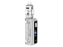 Silbernes Geekvape Aegis Mini 5 E-Zigaretten Set mit digitalem Display und Z Nano 3 Clearomizer.
