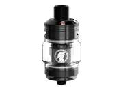 Schwarzer Geekvape Z Nano 3 Clearomizer aus Edelstahl und Glas mit Zeus-Logo auf dem Verdampferkopf.