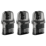 Drei Lost Vape Ursa V2 Pods mit schwarzem Mundstück und transparentem Tank.