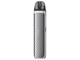 Silbernes Lost Vape Thelema Aura S E-Zigaretten Set mit Carbon-Optik und transparentem Pod.