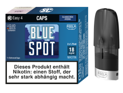 Caps Easy 4 von SC mit festintegriertem 1,1 Ohm Verdampferkopf vorbefüllt mit dem InnoCigs BlueSpot Blaubeeren Liquid wahlweise in der Nikotinstärke 9mg oder 18mg